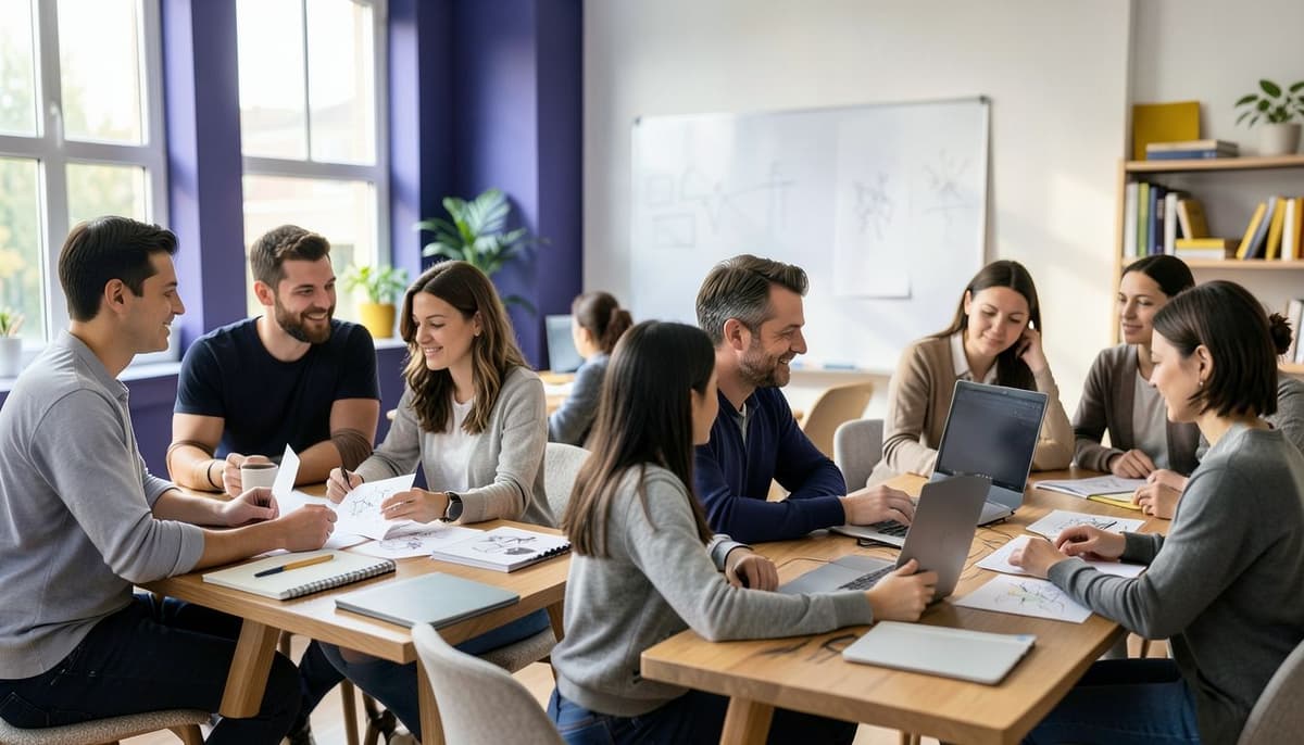 Một sơ đồ quy trình làm việc từ trái sang phải được gán nhãn Bản Tóm Tắt, Tạo Biến Thể, So Sánh Tiêu Chí, Chọn Hướng Đi, Chỉnh Sửa Con Người, và Đánh Giá Cuối Cùng, với một điểm kiểm tra phê duyệt của con người giữa mỗi giai đoạn chính