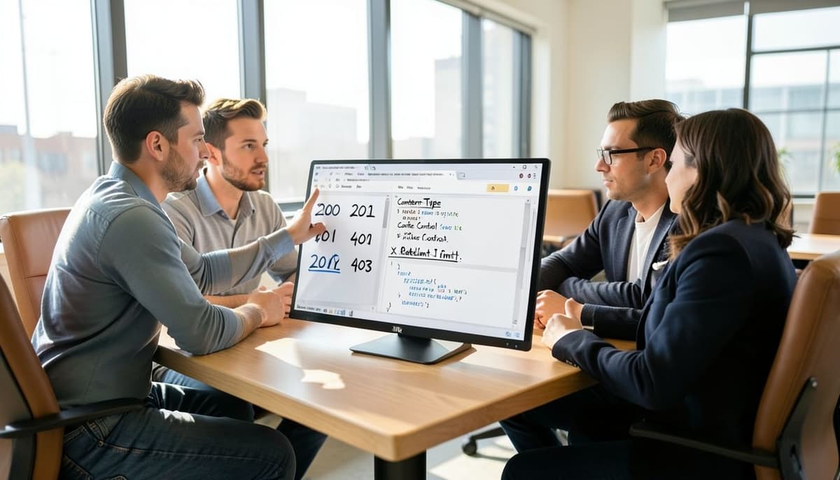 Một bảng phản hồi API được phóng to, với các khu vực riêng biệt cho trạng thái, header và dữ liệu
