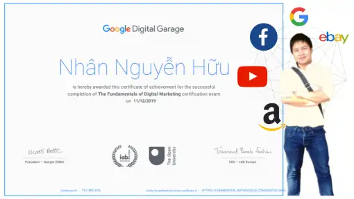 Chứng chỉ Marketing digital google nguyễn hữu nhân